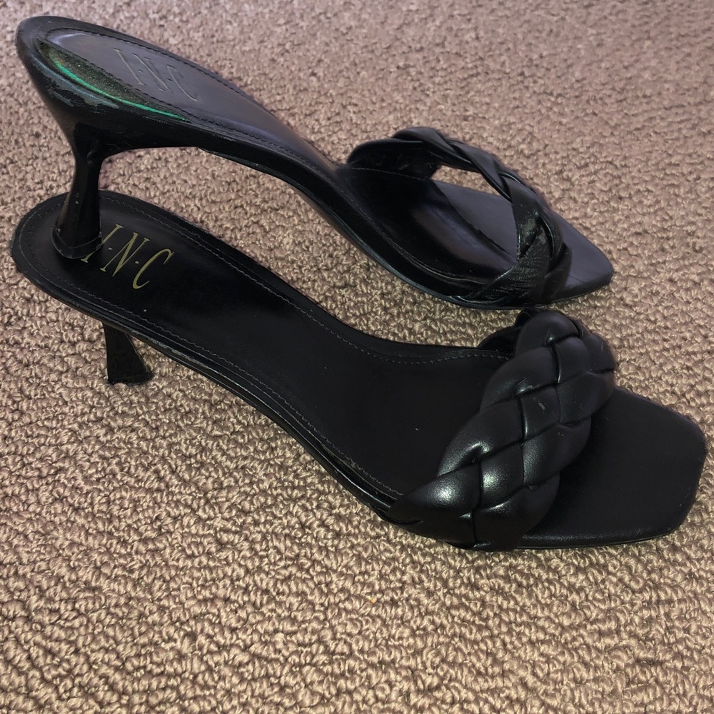 INC Black Braided Slide Sandals